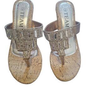 Women's New Size 7 SilverEmbellished Wedge Sandals